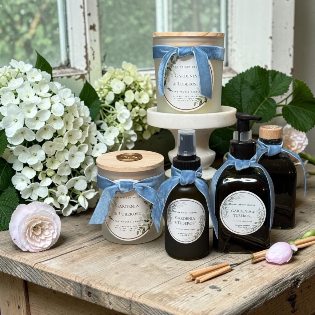 A soft, floral fragrance of Gardenia & Tuberose by Donna Wright Designs